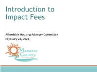 Impact Fee Update Study, Including a Comparisons to the 2015 Impact Fee Study