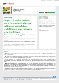 Impact of Spatial Patterns on Arthropod Assemblages Following Natural Dune Stabilization Under Extreme Arid Conditions