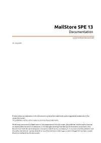 Mailstore SPE 13 Manual