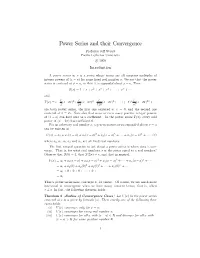 Power Series and Their Convergence
