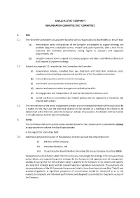 Remuneration Committee (The “Committee”)