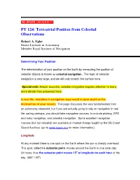Terrestrial Position from Celestial Observations
