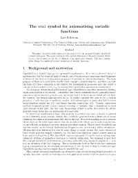 The Eval Symbol for Axiomatising Variadic Functions