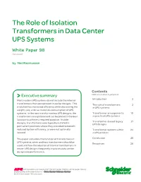 The Role of Isolation Transformers in Data Center UPS Systems