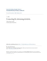 Counseling the Abstaining Alcoholic. Charles Travers Harrell University of Massachusetts Amherst