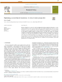 Explaining Sociotechnical Transitions a Critical Realist Perspective
