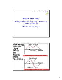 Molecular Orbital Theory Reading: Dekock and Gray, Chap 4 (But Not