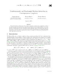 Nondeterministic and Randomized Boolean Hierarchies in Communication Complexity