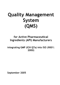 Quality Management System (QMS) for Apis