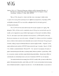 Thimerosal Exposure in Infants and Developmental Disorders: A
