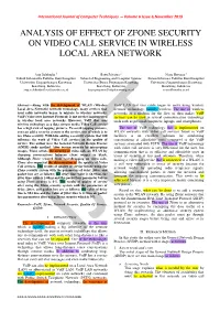 Analysis of Effect of Zfone Security on Video Call Service in Wireless Local Area Network