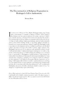 The Deconstruction of Religious Dogmatism in Heidegger's Call To