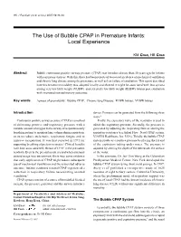 The Use of Bubble CPAP in Premature Infants: Local Experience