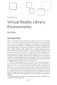 Virtual Reality Library Environments Jim Hahn