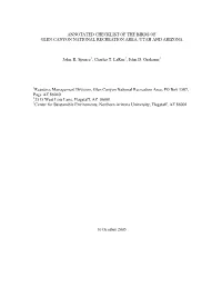 Annotated Checklist of the Birds of Glen Canyon National Recreation Area, Utah and Arizona