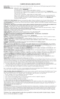 CAMPING RULES & REGULATIONS Violation of Any Campground and Or