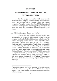 Chapter Ii Uniqlo Company Profile and the Network in China