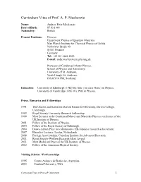 Curriculum Vitae of Dr