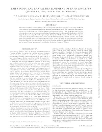 Embryonic and Larval Development of Ensis Arcuatus (Jeffreys, 1865) (Bivalvia: Pharidae)