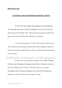 Press Release Statement from the Prime Minister's
