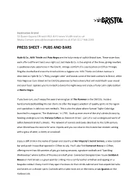 Press Sheet – Pubs and Bars