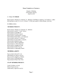 S:\HOUSE LEGIS SERVICES\Committee Docs\2019\Commerce\Minutes\COM MINUTES 052019.Wpd