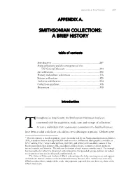 Smithsonian Collections: a Brief History
