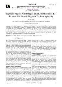 Advantages and Limitations of Li- Fi Over Wi-Fi and Ibeacon Technologies By