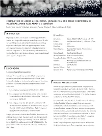 COMPILATION of AMINO ACIDS, DRUGS, METABOLITES and OTHER COMPOUNDS in MASSTRAK AMINO ACID ANALYSIS SOLUTION Paula Hong, Kendon S