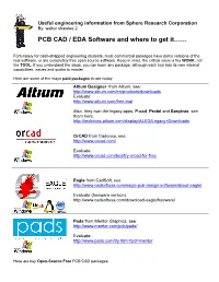 PCB CAD / EDA Software and Where to Get It……