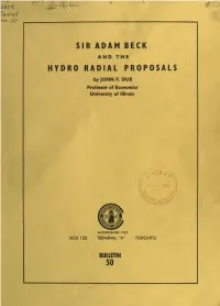 Sir Adam Beck and the Hydro Radial Proposals