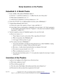 Study Questions on the Psalms