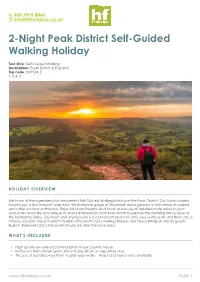 2-Night Peak District Self-Guided Walking Holiday