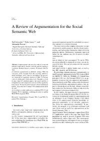 A Review of Argumentation for the Social Semantic Web