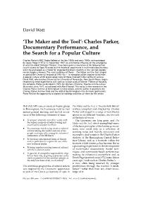 Charles Parker, Documentary Performance, and the Search for a Popular Culture