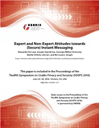 Expert and Non-Expert Attitudes Towards (Secure) Instant Messaging