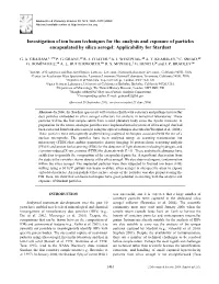 Investigation of Ion Beam Techniques for the Analysis and Exposure of Particles Encapsulated by Silica Aerogel: Applicability for Stardust