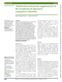 Nutritional and Herbal Supplements in the Treatment of Obsessive Compulsive Disorder