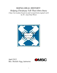 Oral History Workshop Curriculum