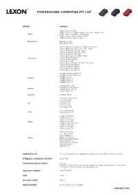 Powersound Compatibility List