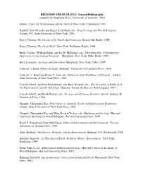 RELIGION and ECOLOGY: General Bibliography Compiled by Stephanie Kaza, University of Vermont 2003