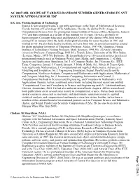 Scope of Various Random Number Generators in Ant System Approach for Tsp