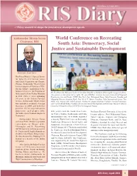 World Conference on Recreating South Asia