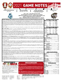 2021 Game Notes