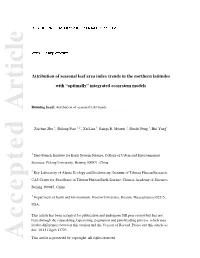 Attribution of Seasonal Leaf Area Index Trends in the Northern Latitudes With