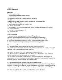 Chapter 8 Women and Reform Exercises Tick the Correct Option 1