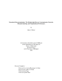 Networked Miscommunication: the Relationship Between Communication Networks, Misunderstandings, and Organizational Performance