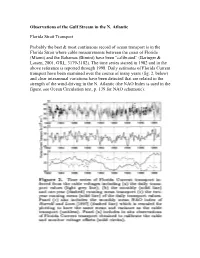 Observations of the Gulf Stream in the N. Atlantic