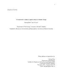 A Framework to Address Cognitive Biases of Climate Change Jiaying