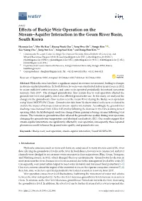 Effects of Baekje Weir Operation on the Stream–Aquifer Interaction In